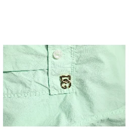 Green Cotton Short Sleeves Men Casual Shirt