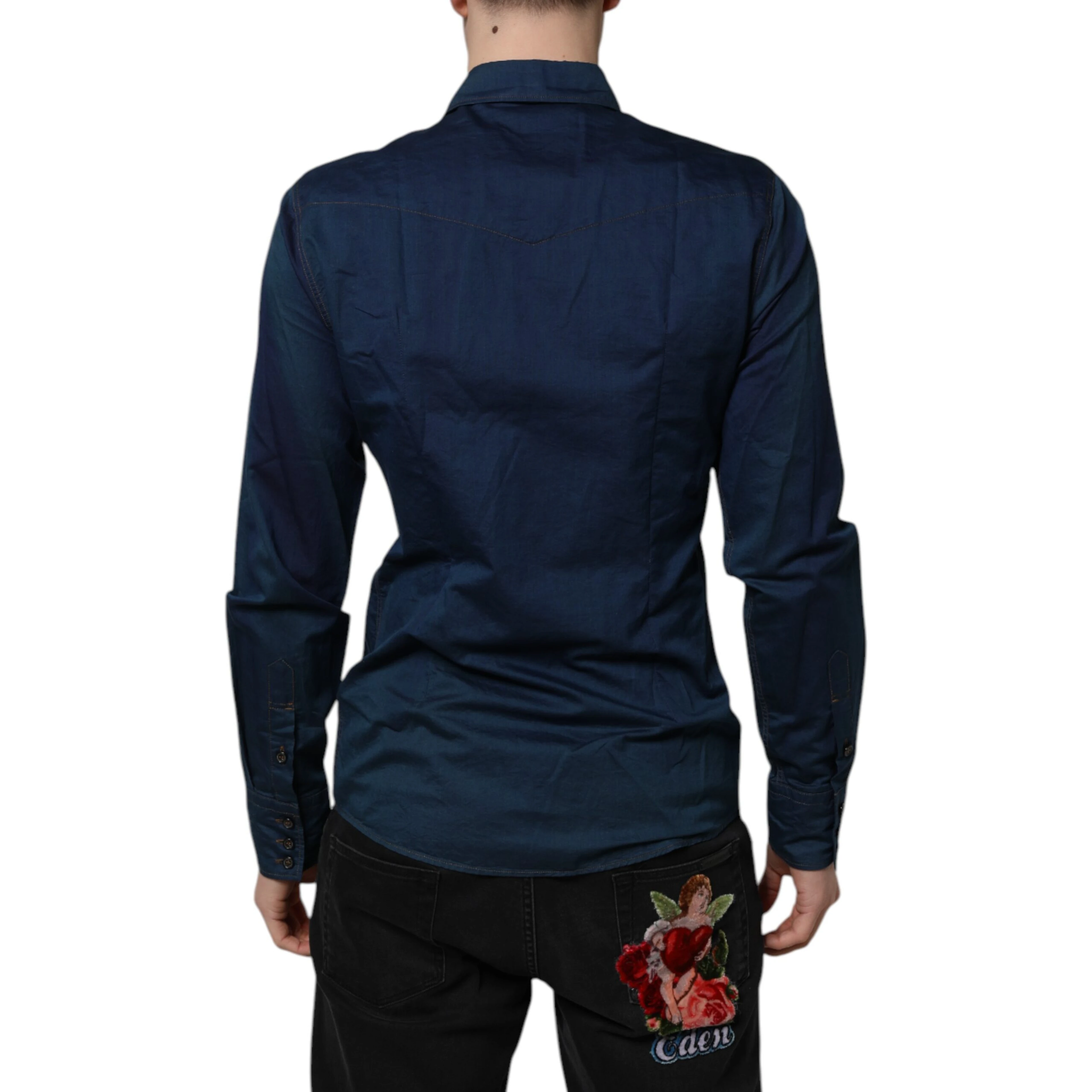 Blue Cotton GOLD Long Sleeves Casual Shirt