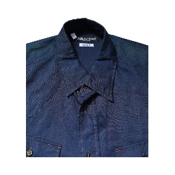 Blue Cotton GOLD Long Sleeves Casual Shirt