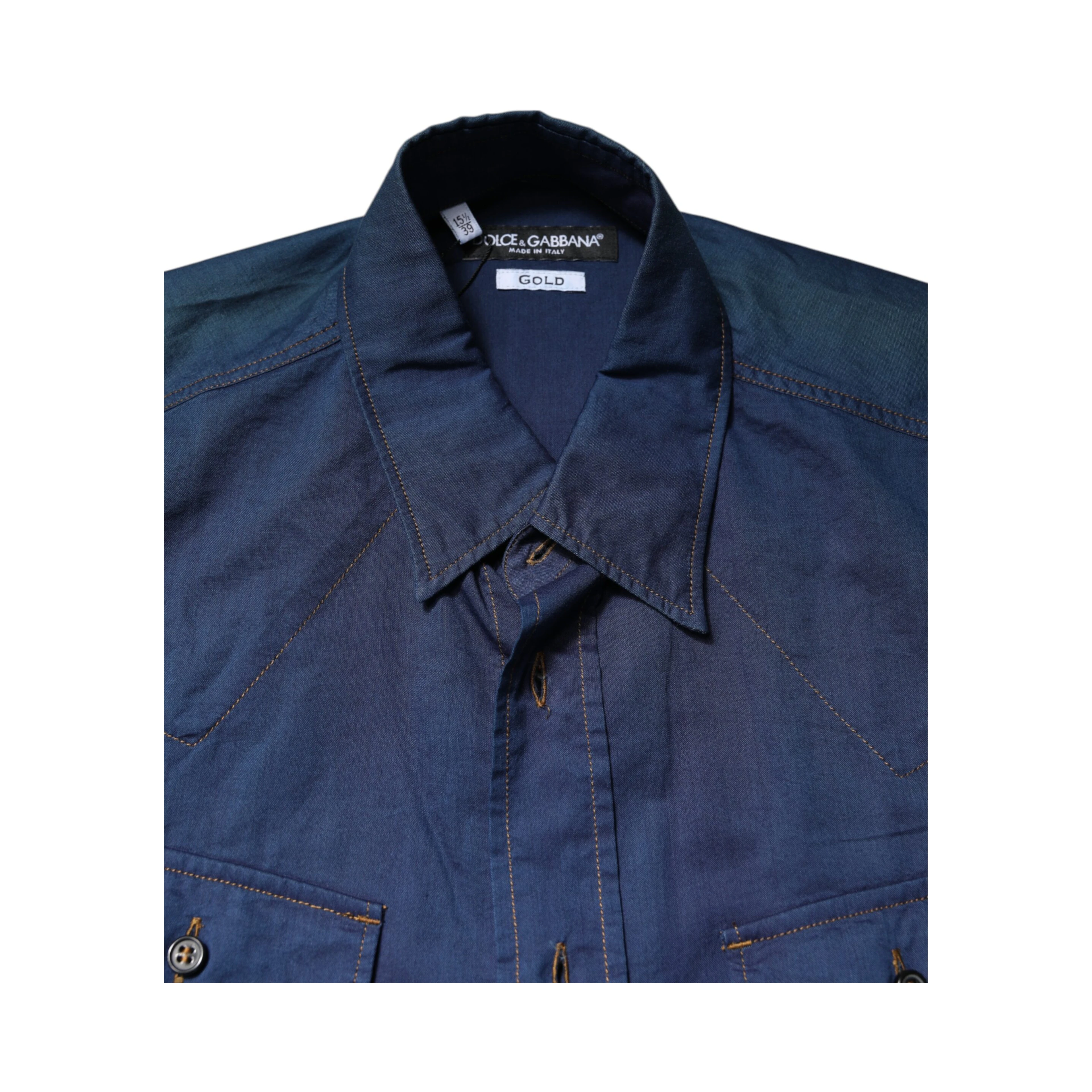 Blue Cotton GOLD Long Sleeves Casual Shirt