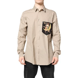 Beige Pin Up Print MARTINI Men Casual Shirt