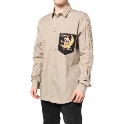 Beige Pin Up Print MARTINI Men Casual Shirt