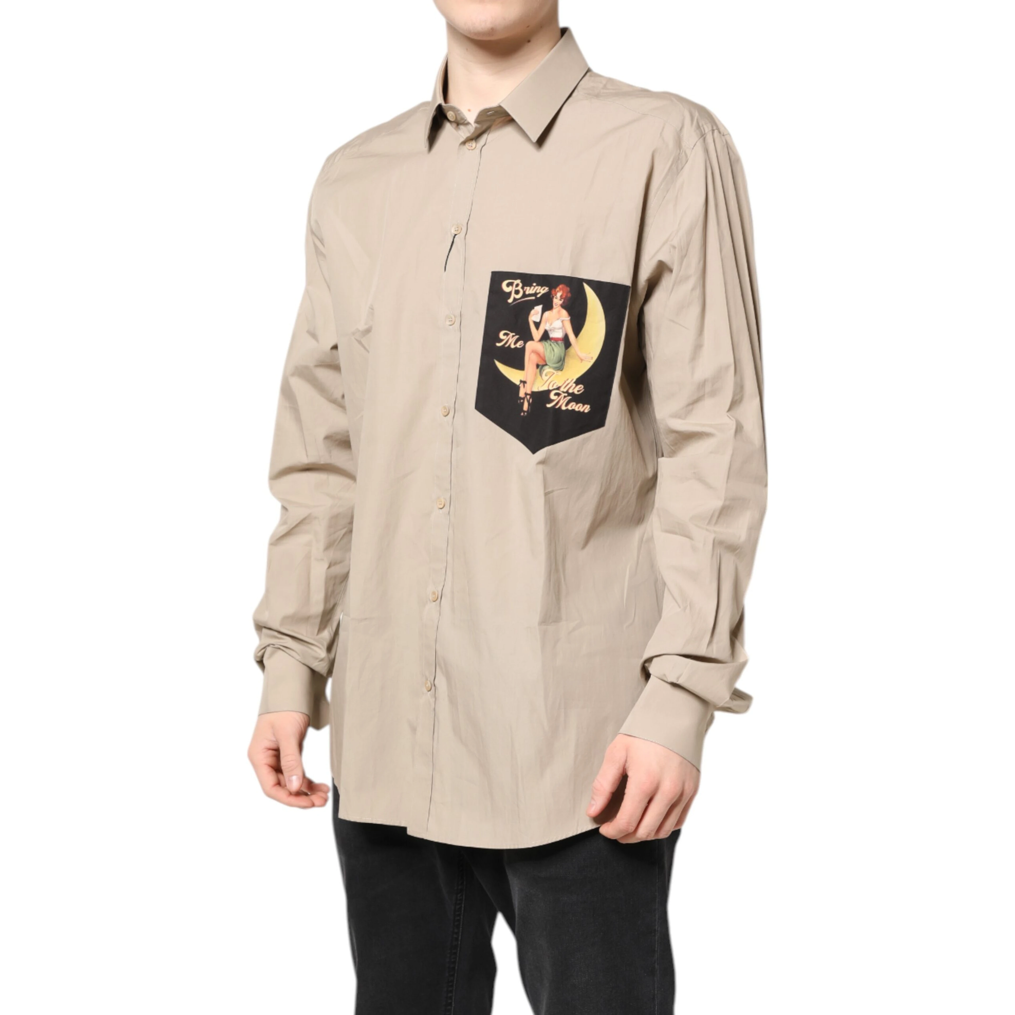 Beige Pin Up Print MARTINI Men Casual Shirt