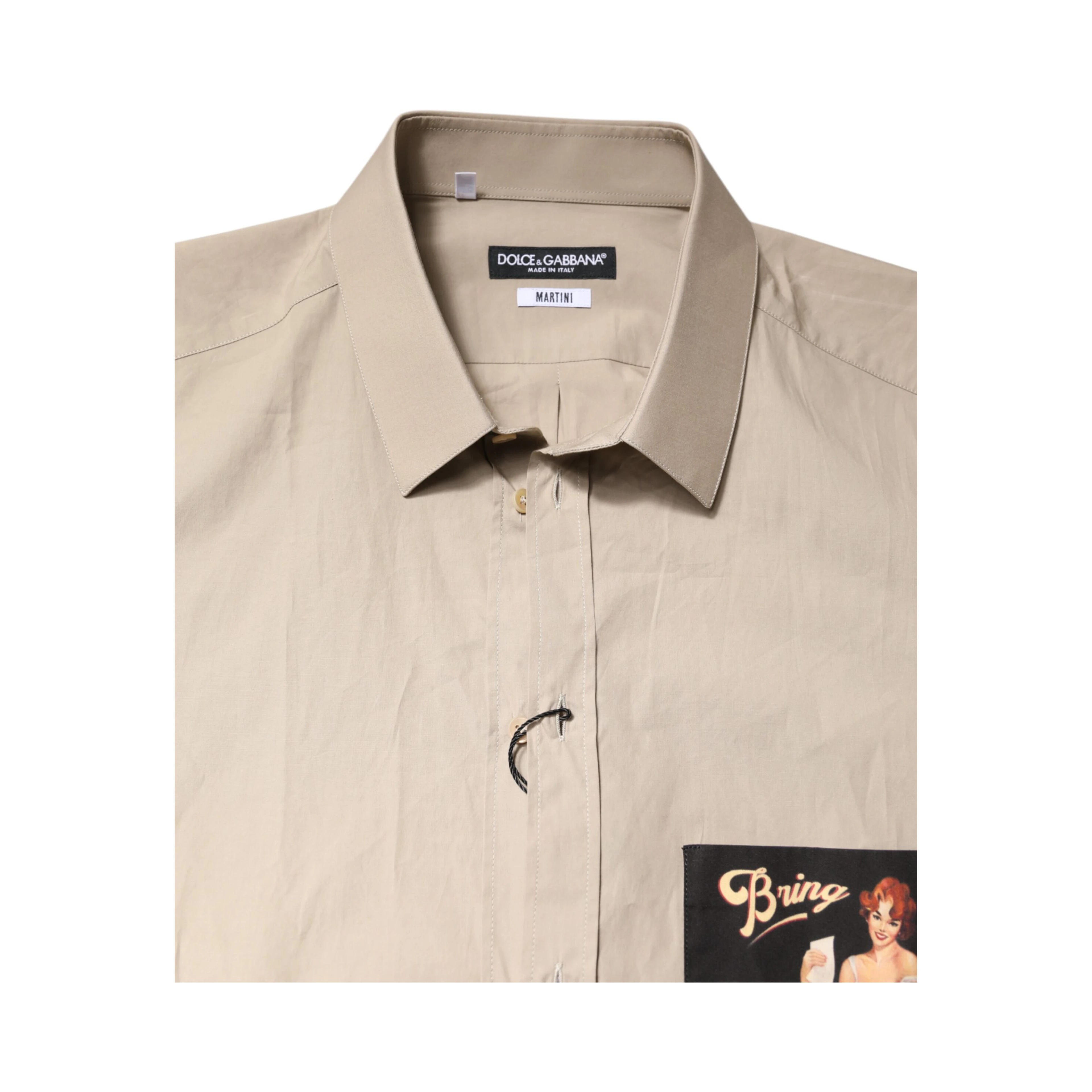 Beige Pin Up Print MARTINI Men Casual Shirt