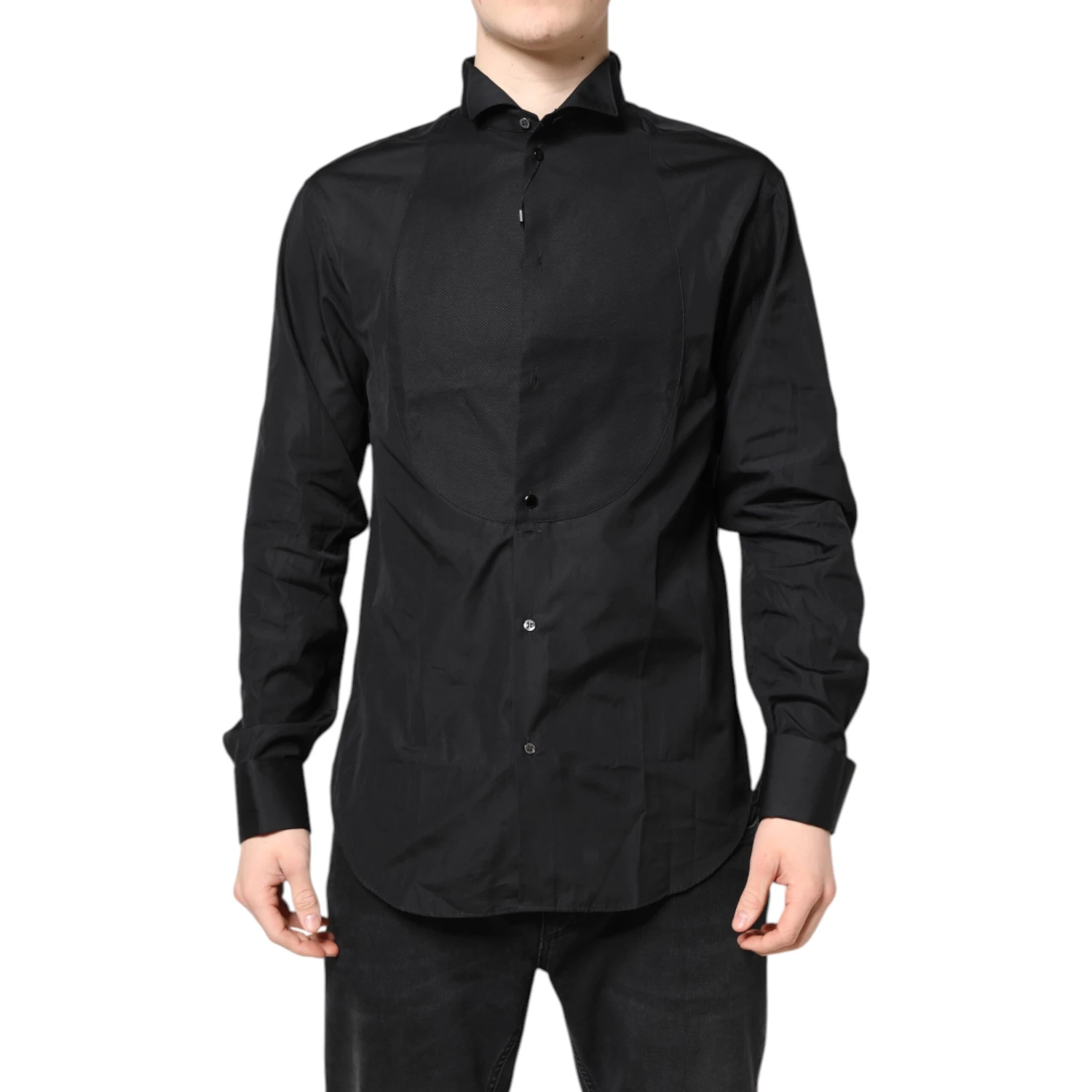 Black Cotton Long Sleeves Formal Dress Shirt