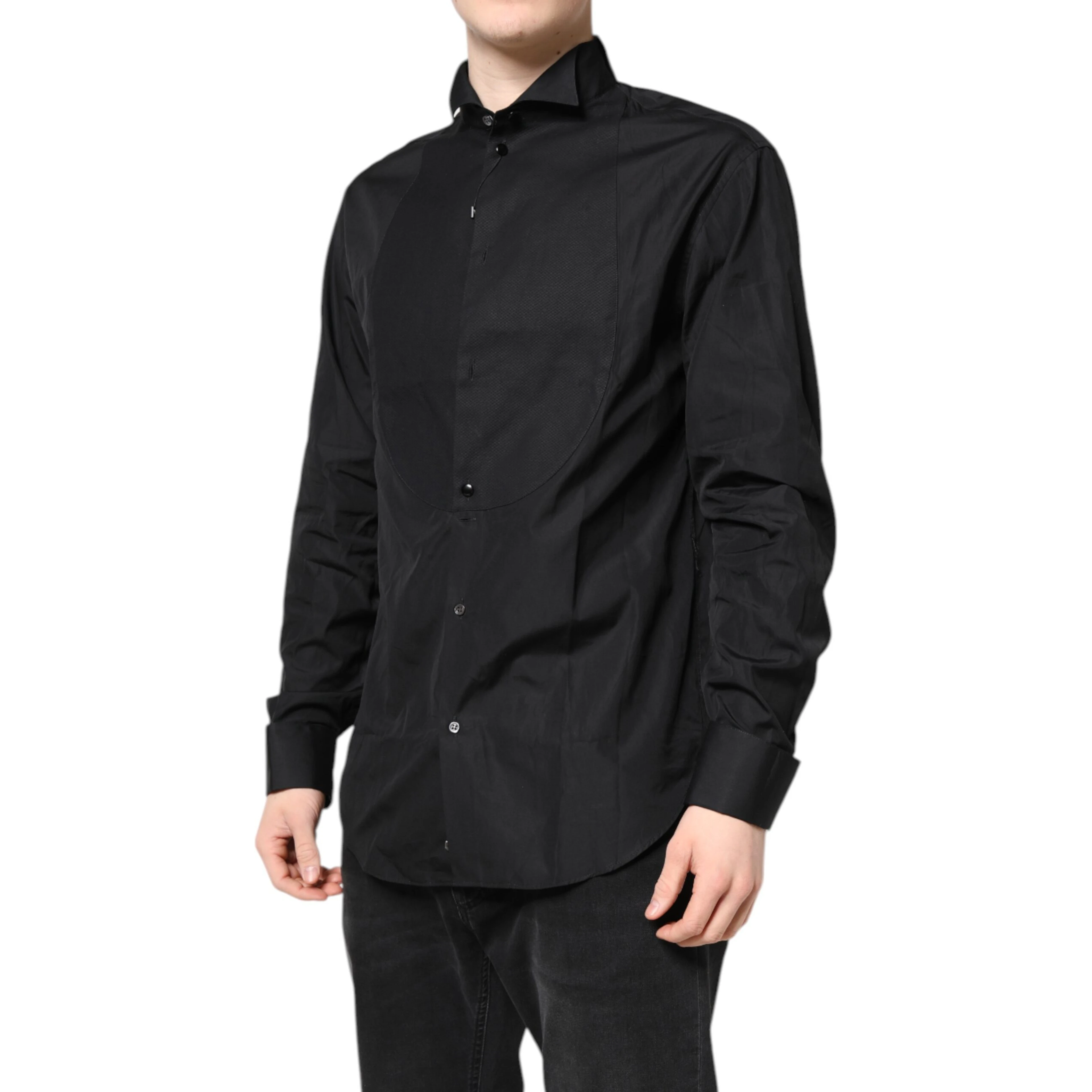 Black Cotton Long Sleeves Formal Dress Shirt