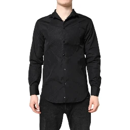 Black Cotton Long Sleeves Men Formal Dress Shirt