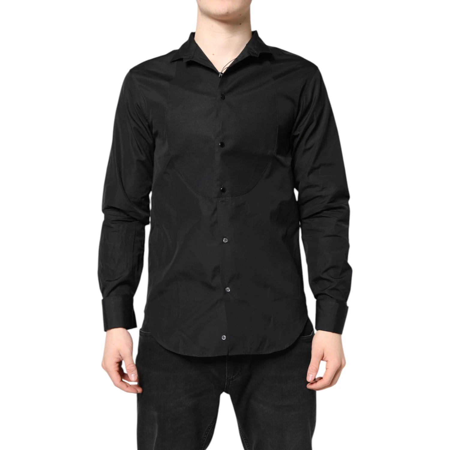 Black Cotton Long Sleeves Men Formal Dress Shirt
