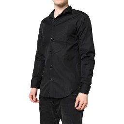 Black Cotton Long Sleeves Men Formal Dress Shirt