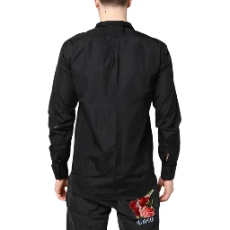 Black Cotton Long Sleeves Men Formal Dress Shirt