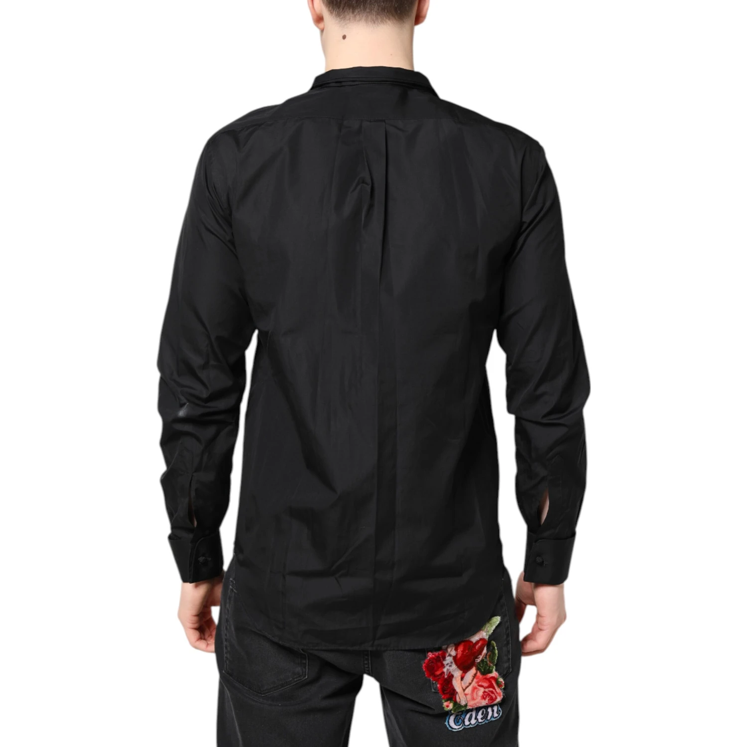Black Cotton Long Sleeves Men Formal Dress Shirt