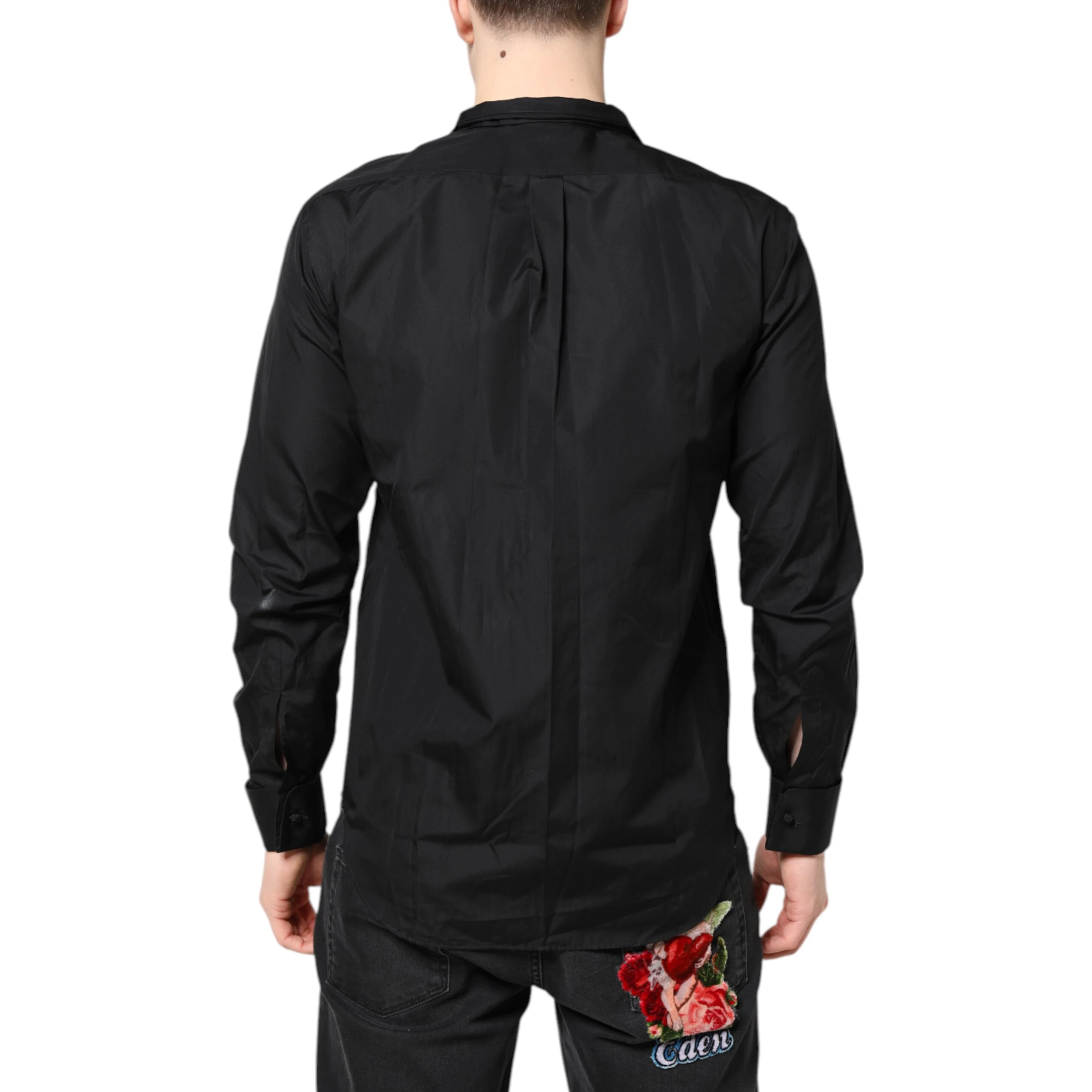 Black Cotton Long Sleeves Men Formal Dress Shirt