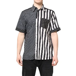 Black White Stripe Button Down Casual Shirt