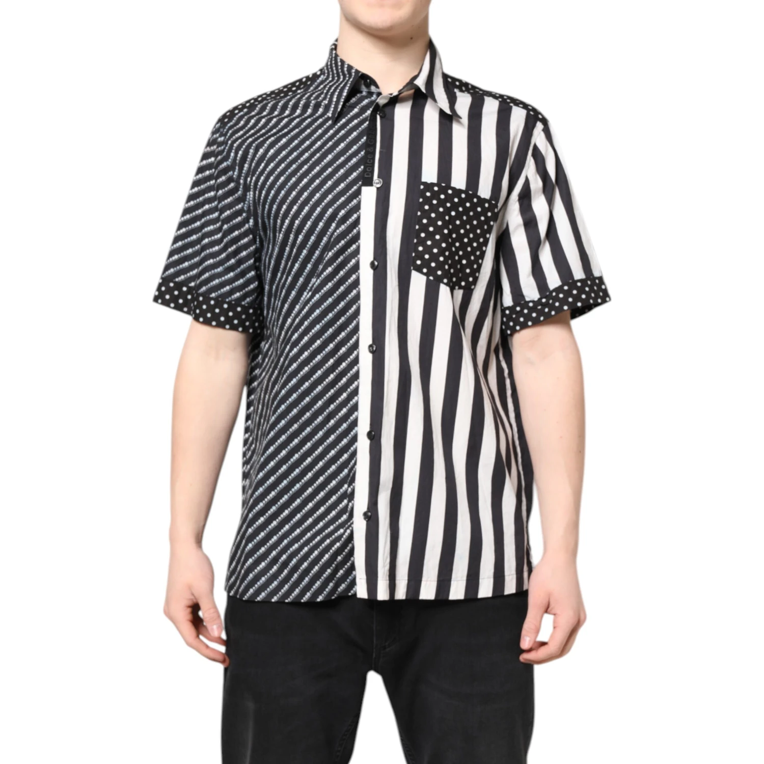 Black White Stripe Button Down Casual Shirt