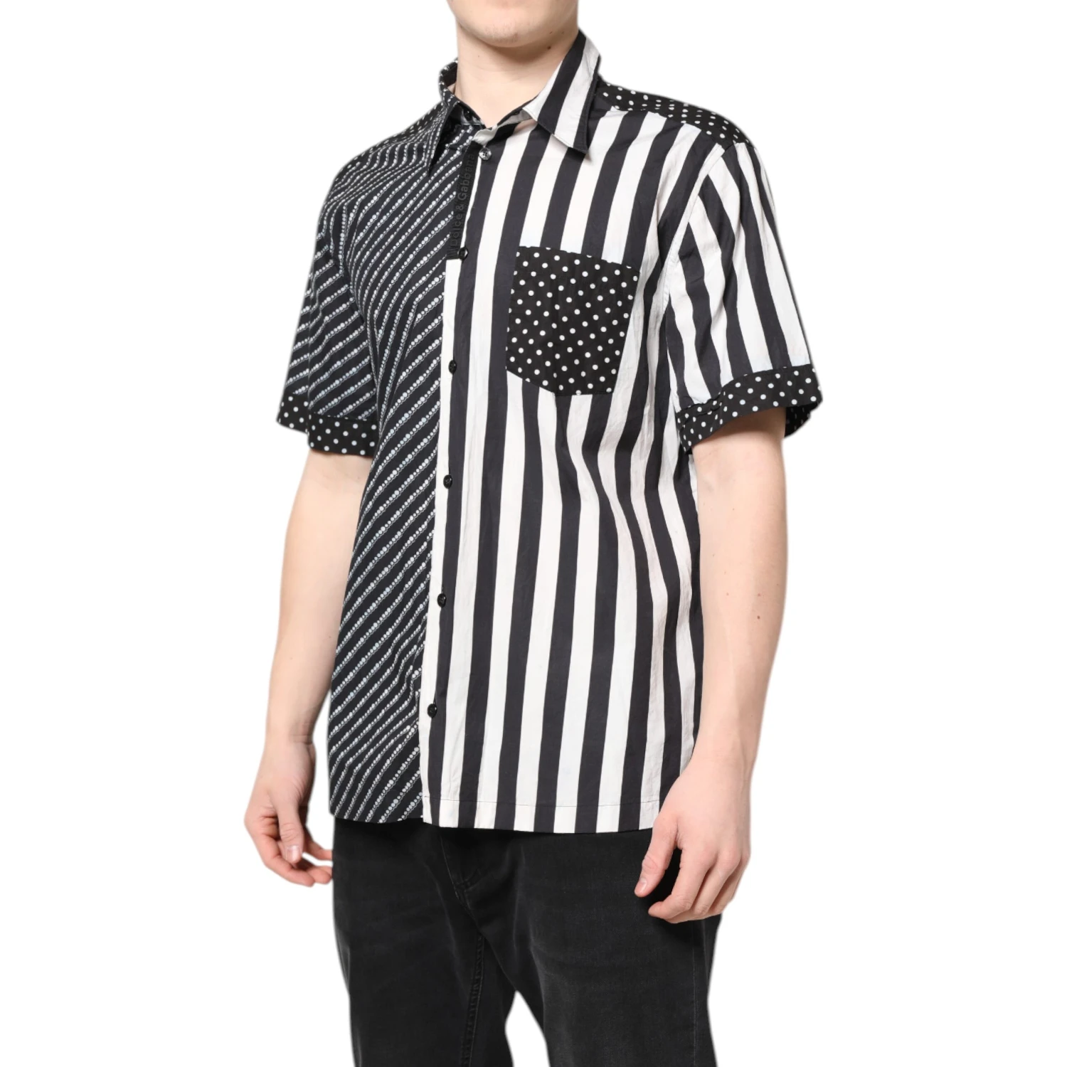 Black White Stripe Button Down Casual Shirt