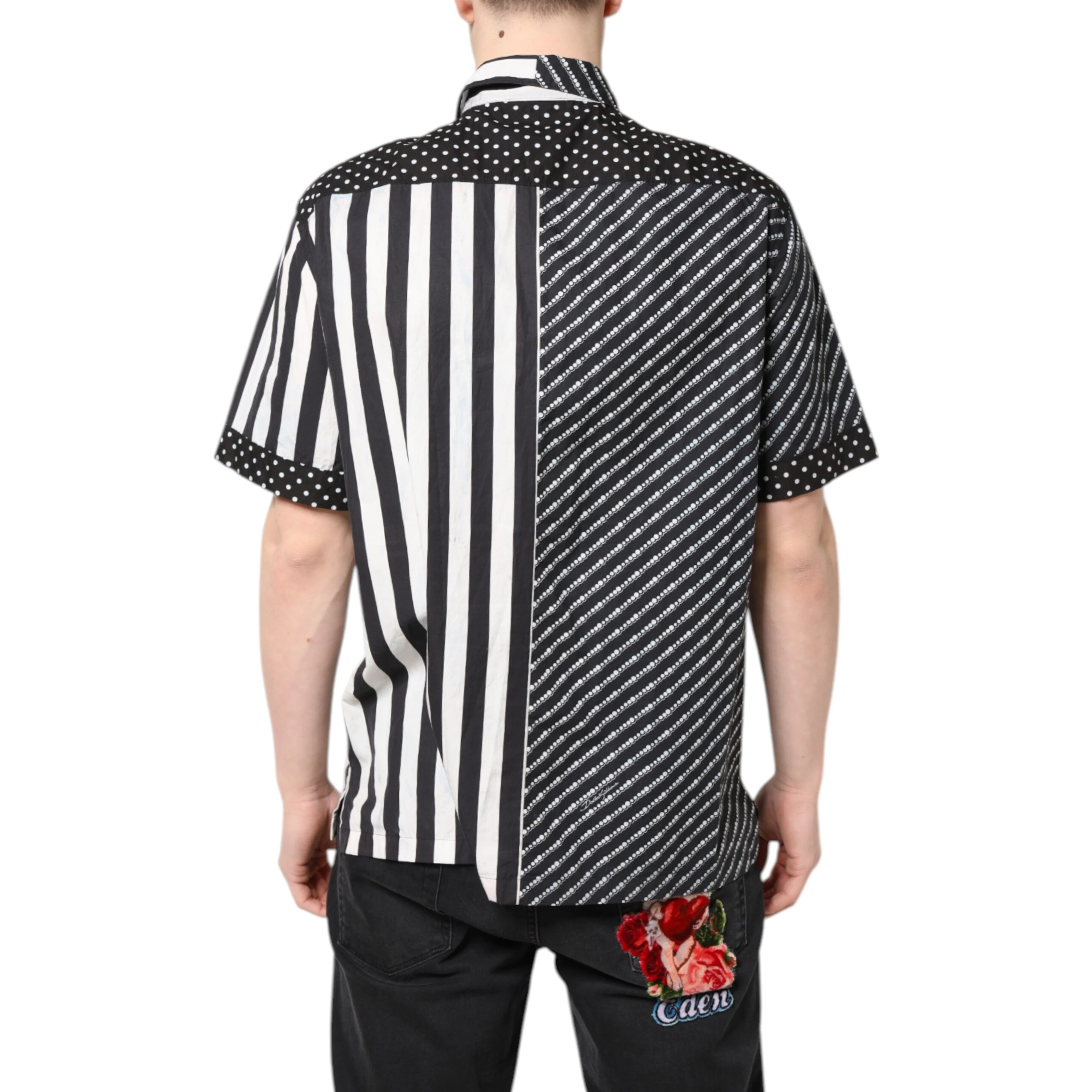 Black White Stripe Button Down Casual Shirt