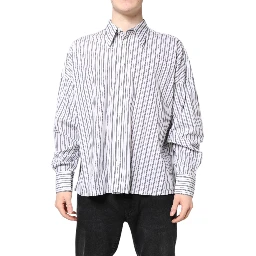 White Black Stripe Button Down Casual Shirt