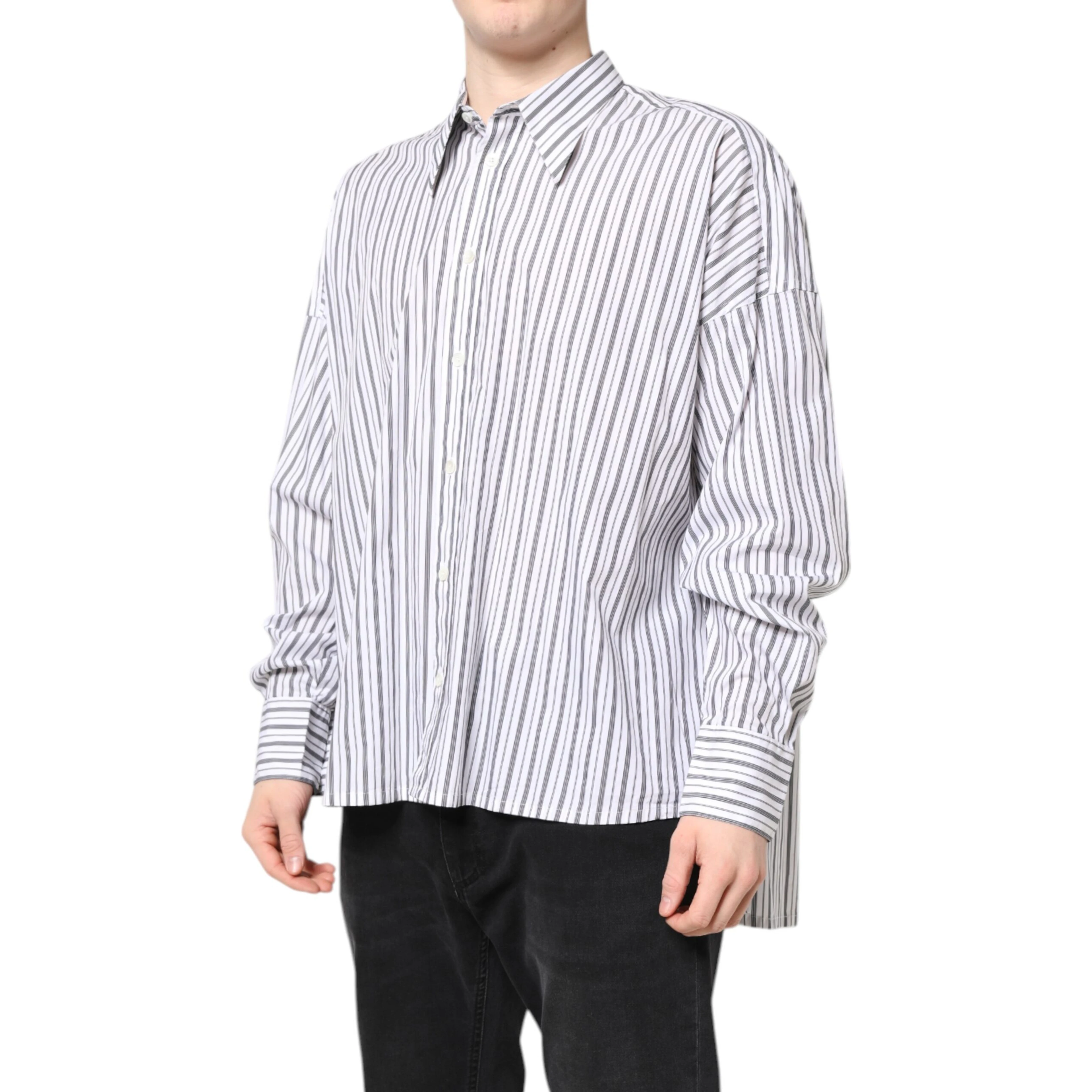 White Black Stripe Button Down Casual Shirt
