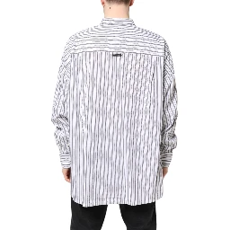 White Black Stripe Button Down Casual Shirt
