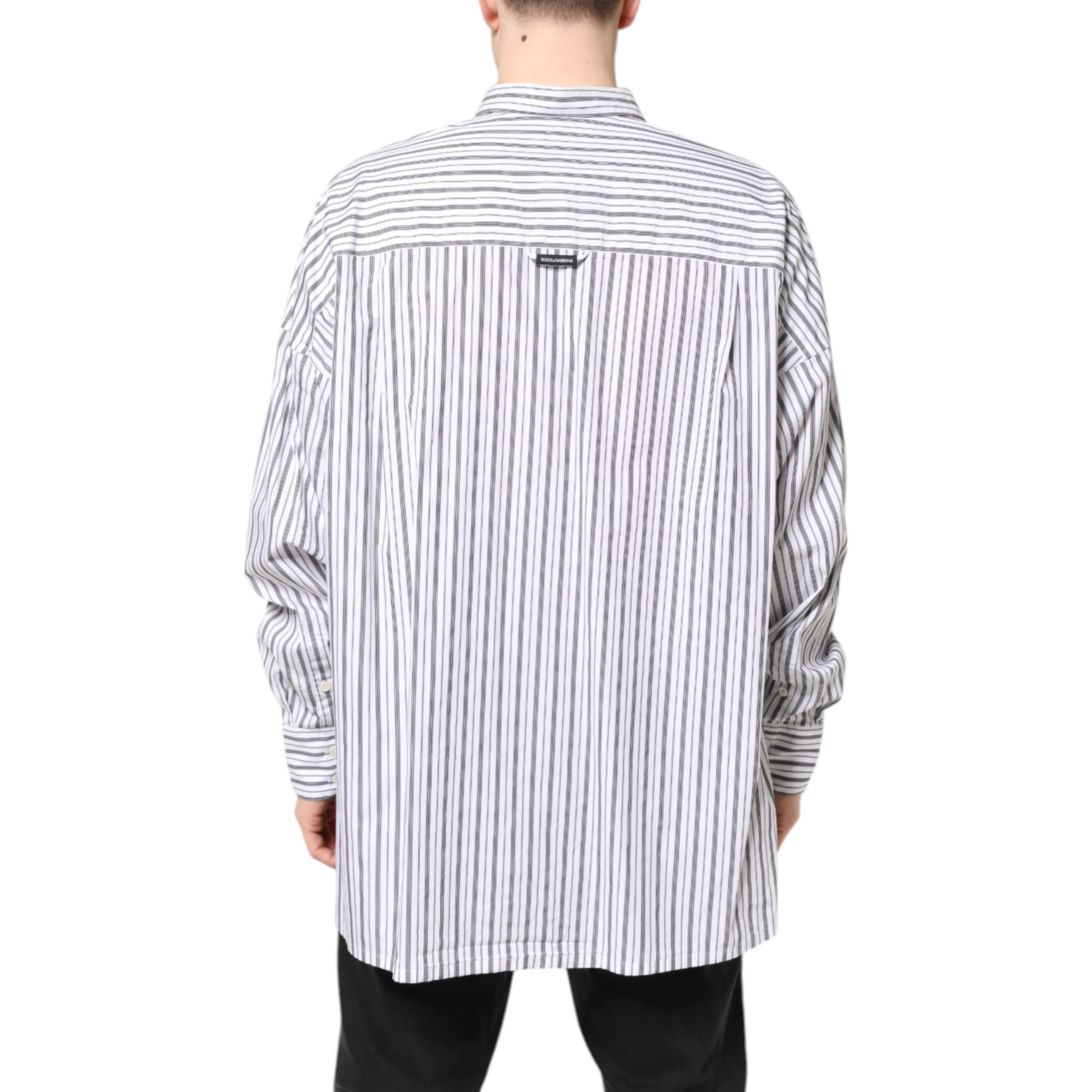 White Black Stripe Button Down Casual Shirt