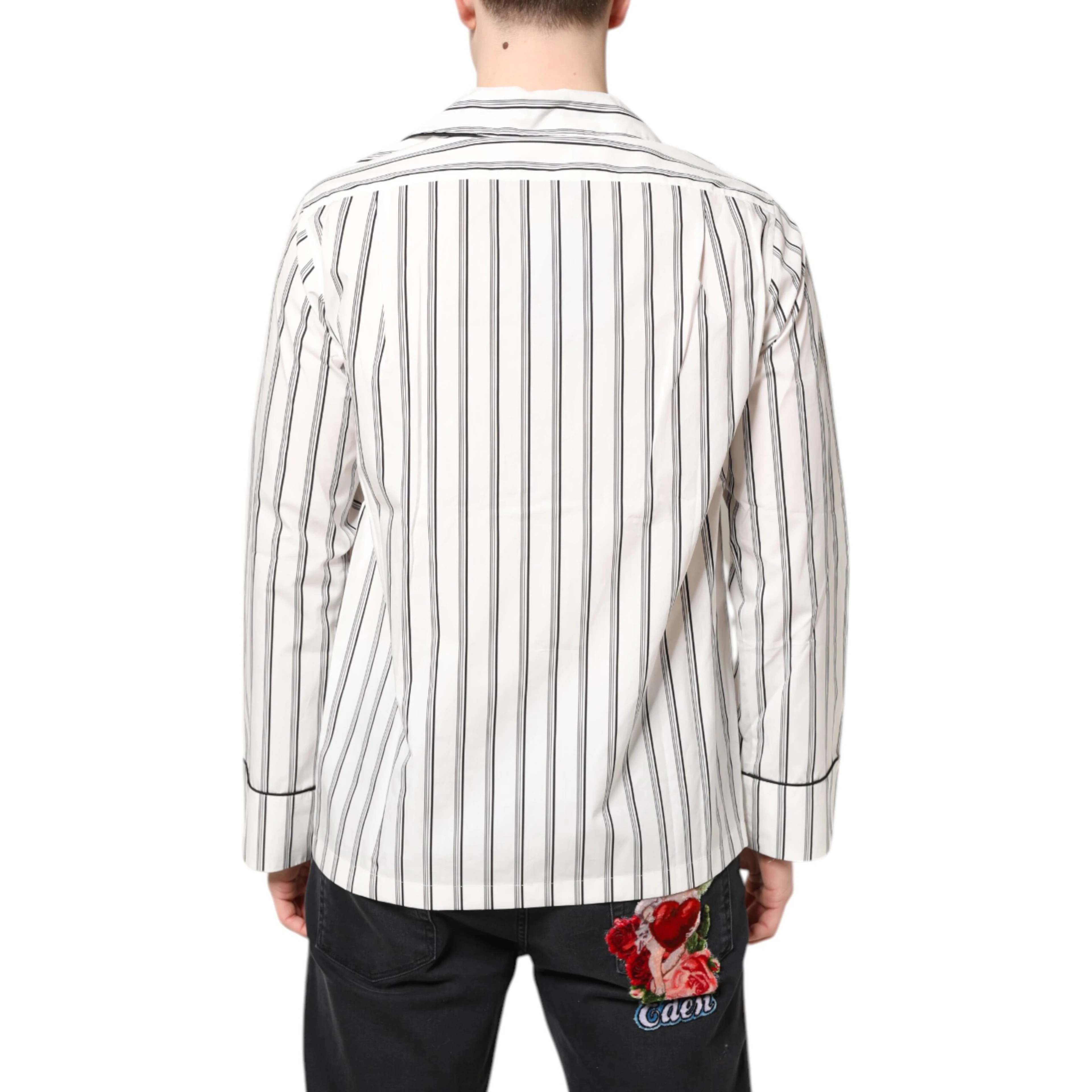 White Stripes Lounge Pajama Sleepwear Shirt