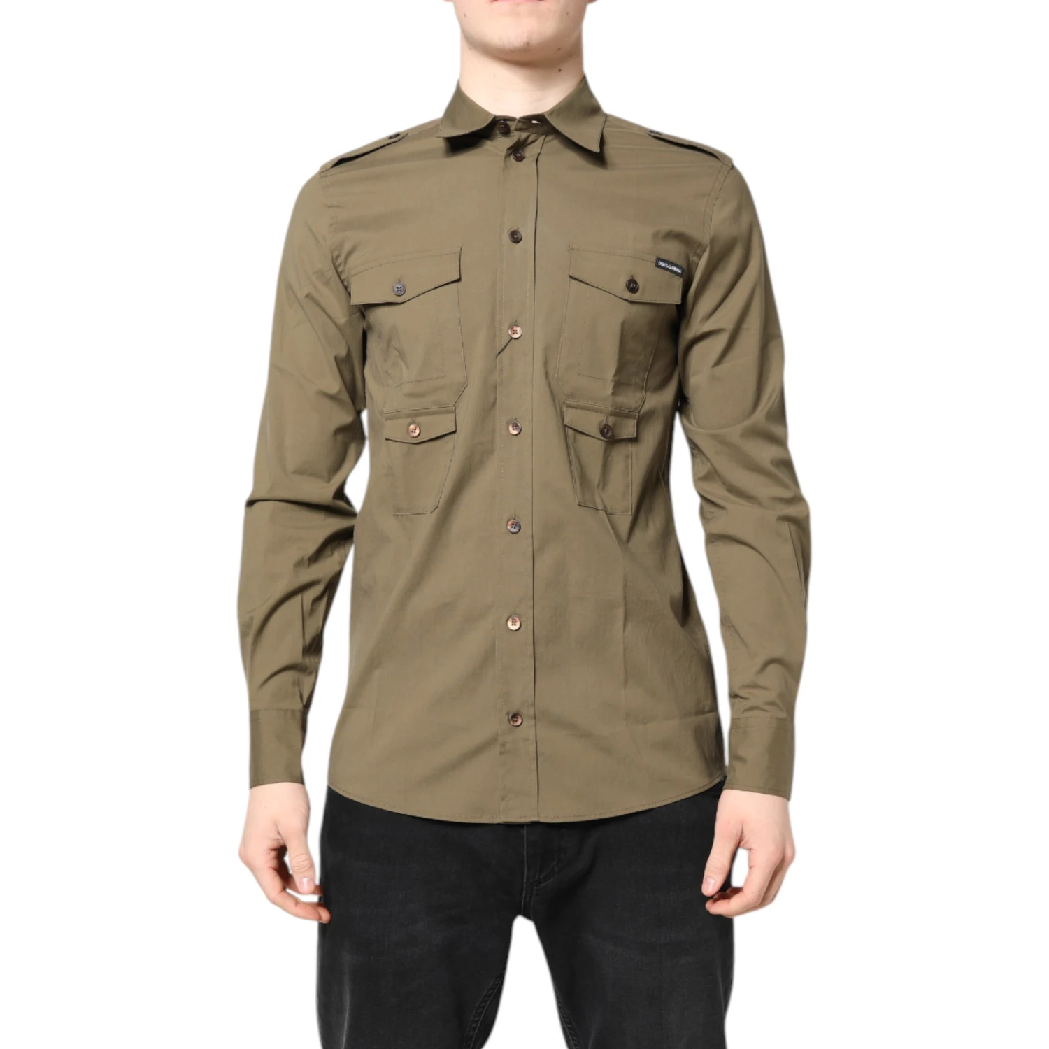 Brown Cotton Stretch Casual Long Sleeves Shirt