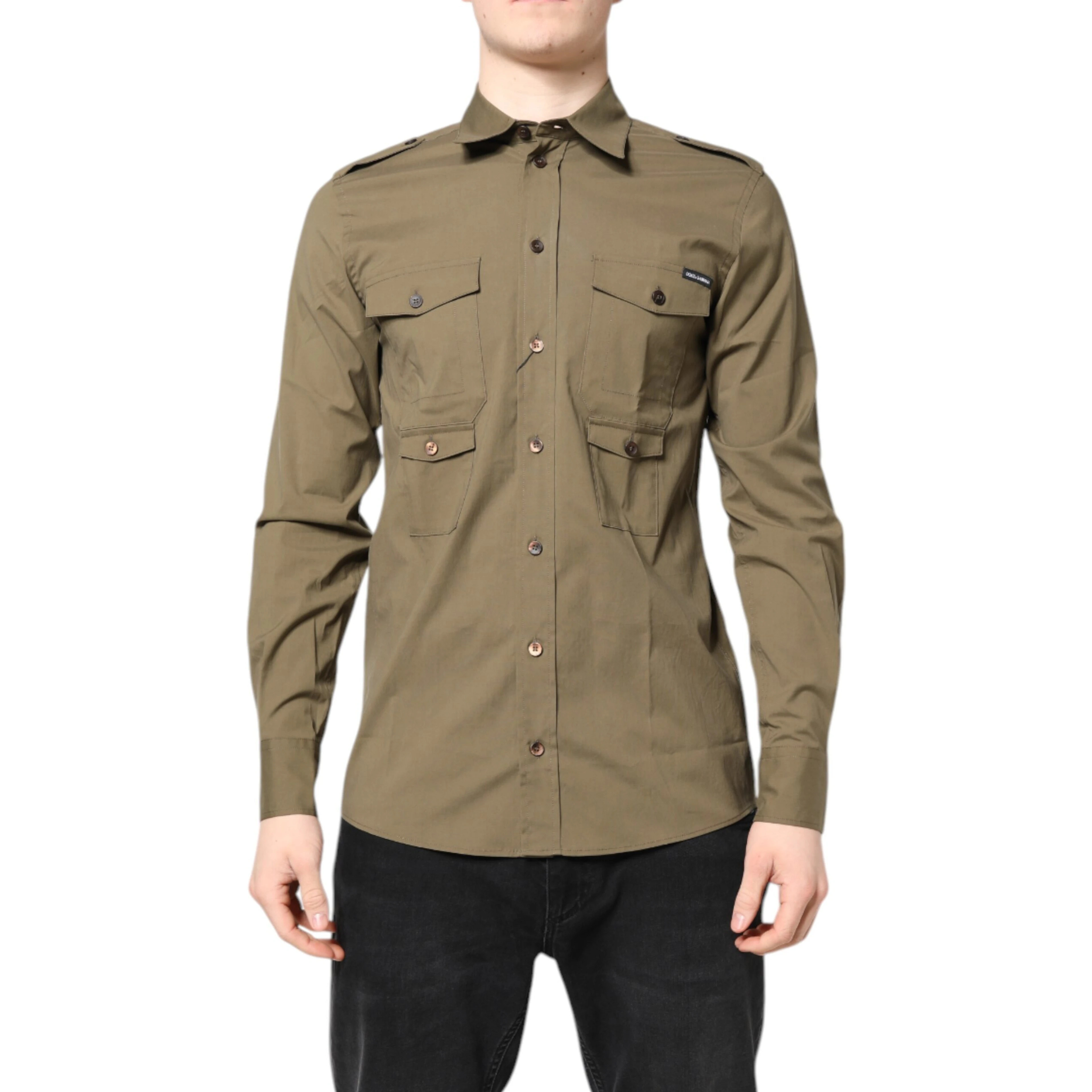 Brown Cotton Stretch Casual Long Sleeves Shirt