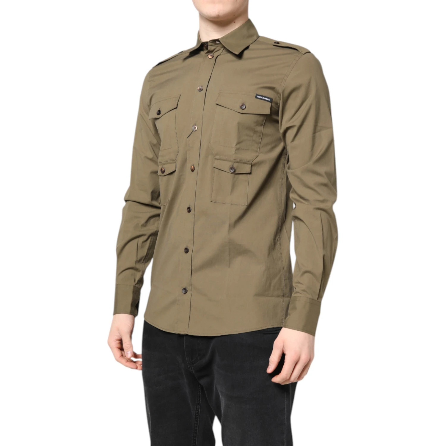 Brown Cotton Stretch Casual Long Sleeves Shirt