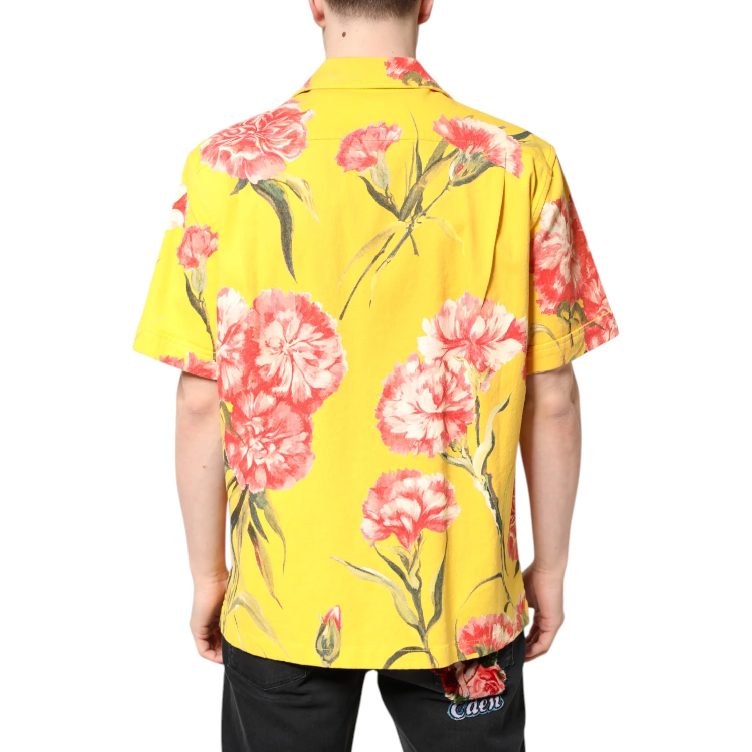 Yellow Floral Men Button Down Casual Shirt