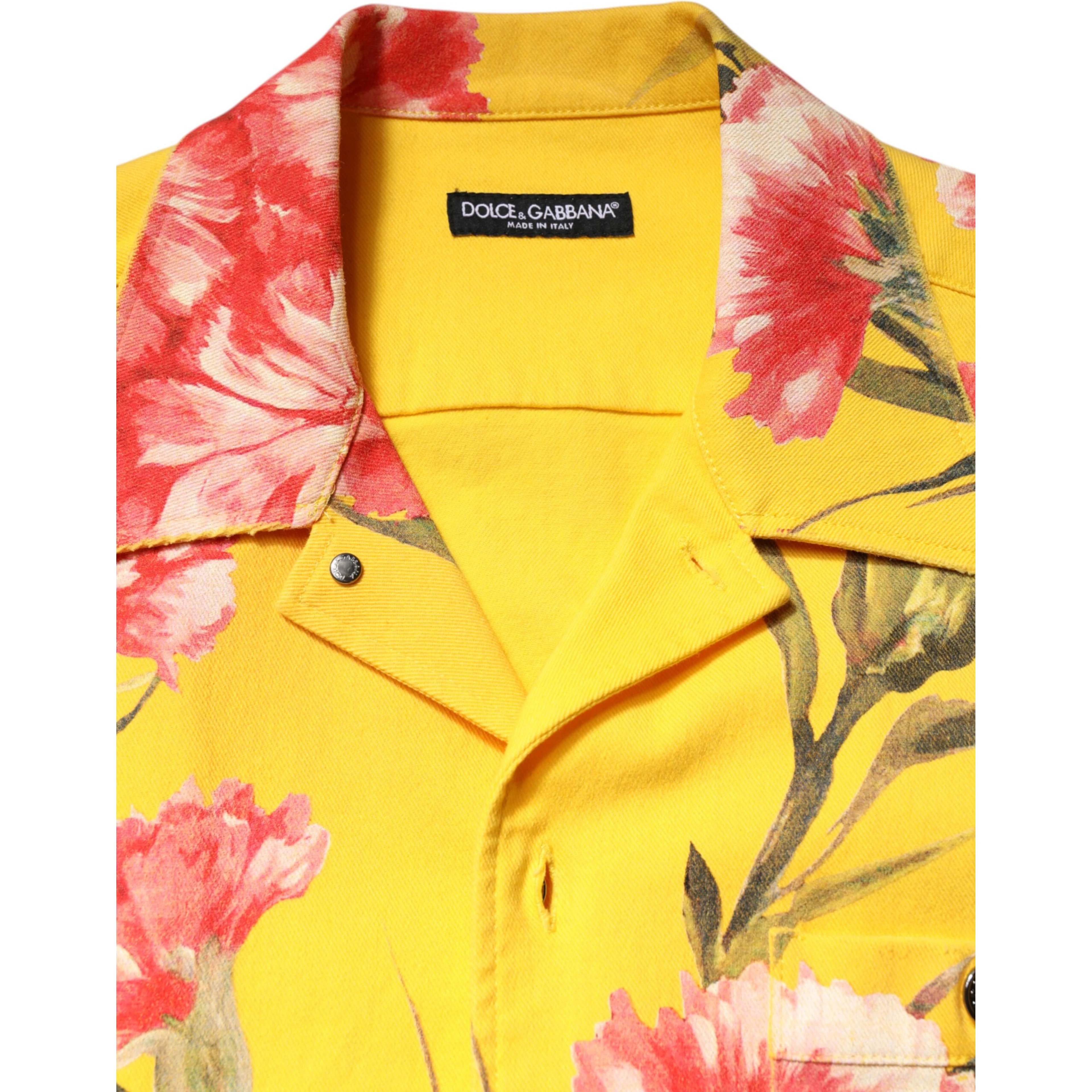 Yellow Floral Men Button Down Casual Shirt