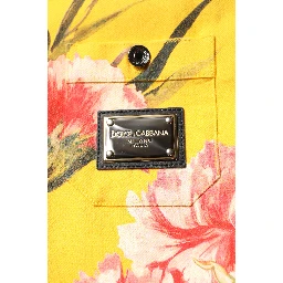 Yellow Floral Men Button Down Casual Shirt