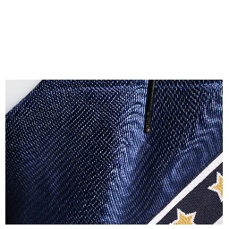 Blue Nylon Logo Patch Men Bomber Sweater