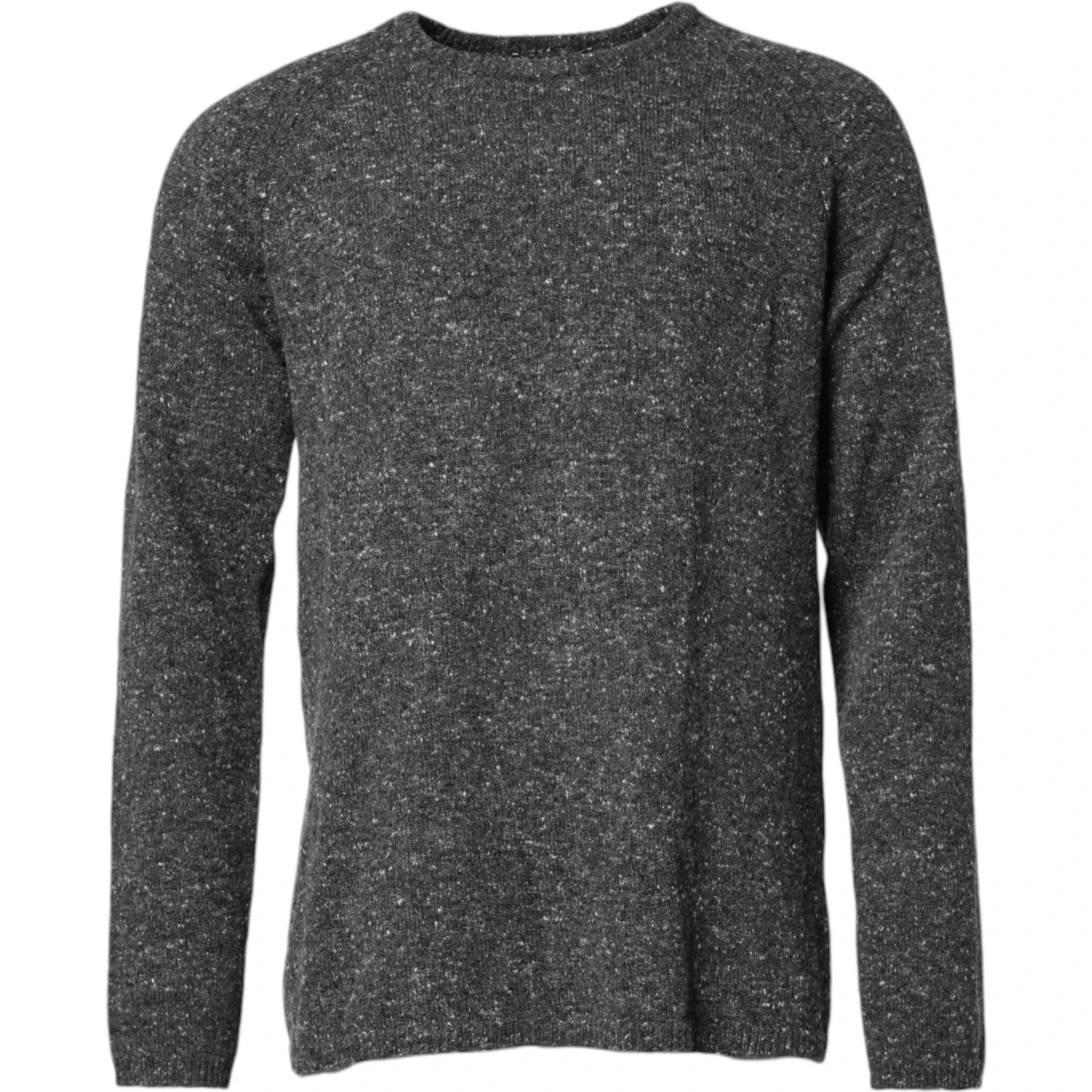 Gray Wool Knitted Round Neck Pullover Sweater