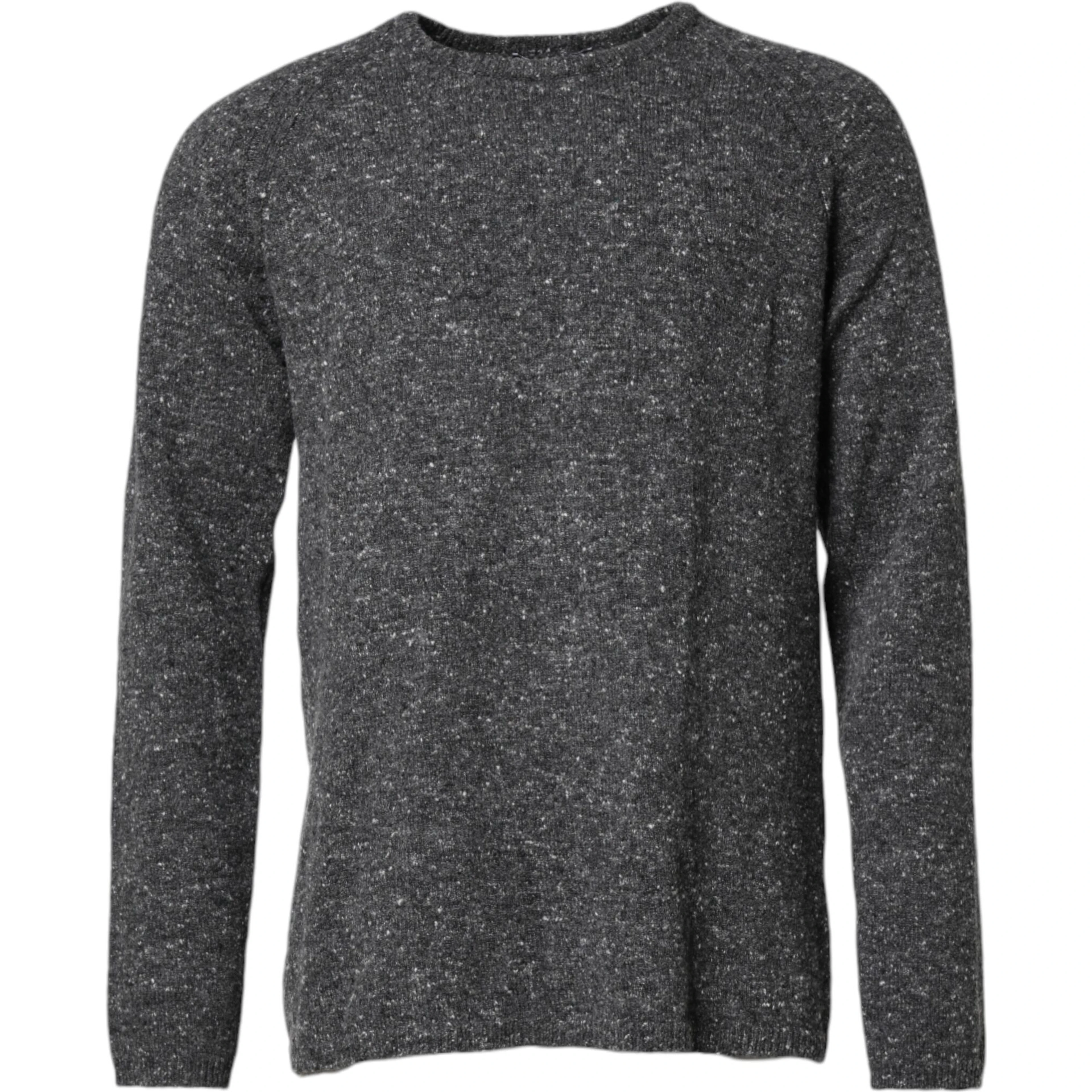 Gray Wool Knitted Round Neck Pullover Sweater