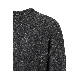Gray Wool Knitted Round Neck Pullover Sweater