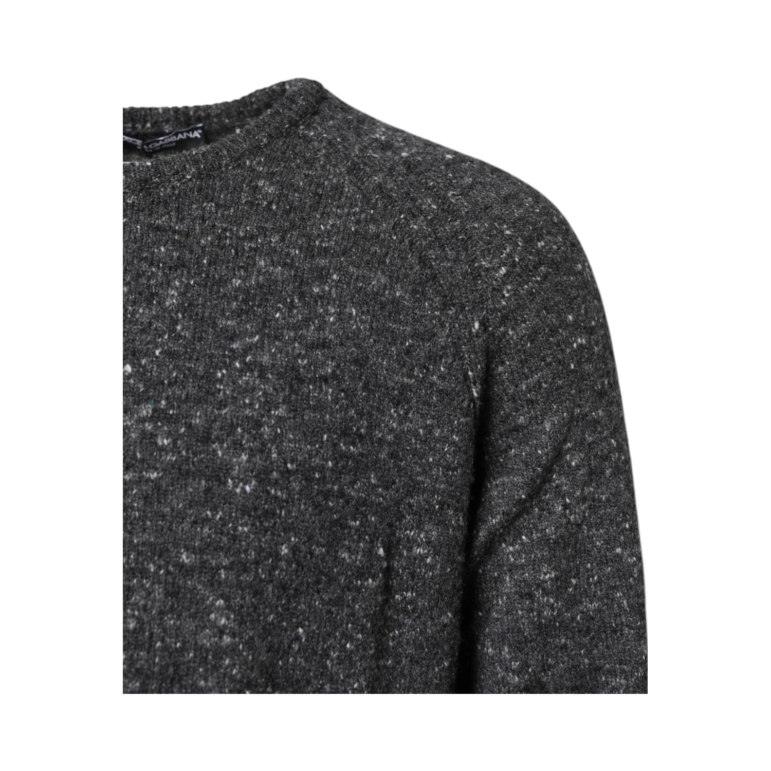 Gray Wool Knitted Round Neck Pullover Sweater
