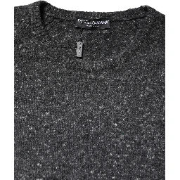 Gray Wool Knitted Round Neck Pullover Sweater