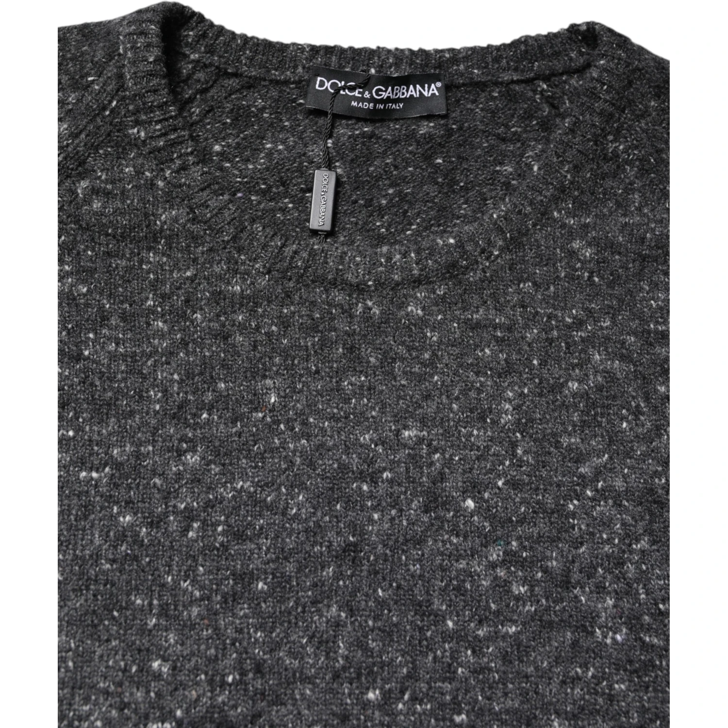 Gray Wool Knitted Round Neck Pullover Sweater