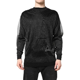 Black Logo Knitted Crewneck Pullover Sweater