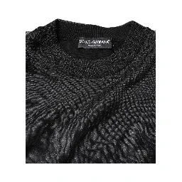 Black Logo Knitted Crewneck Pullover Sweater