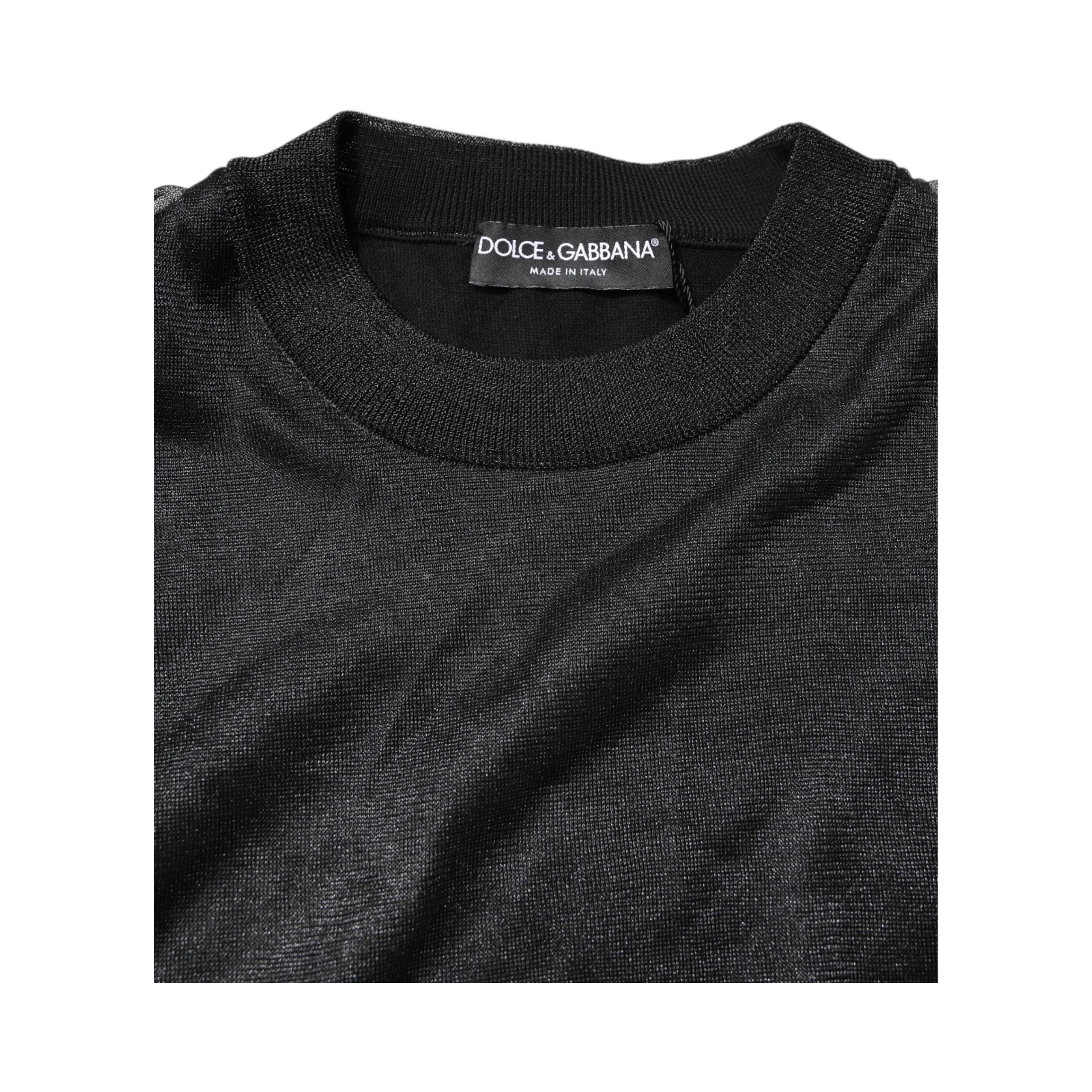 Black Logo Knitted Crewneck Pullover Sweater