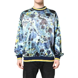 Multicolor Marble Print Men Pullover Sweater