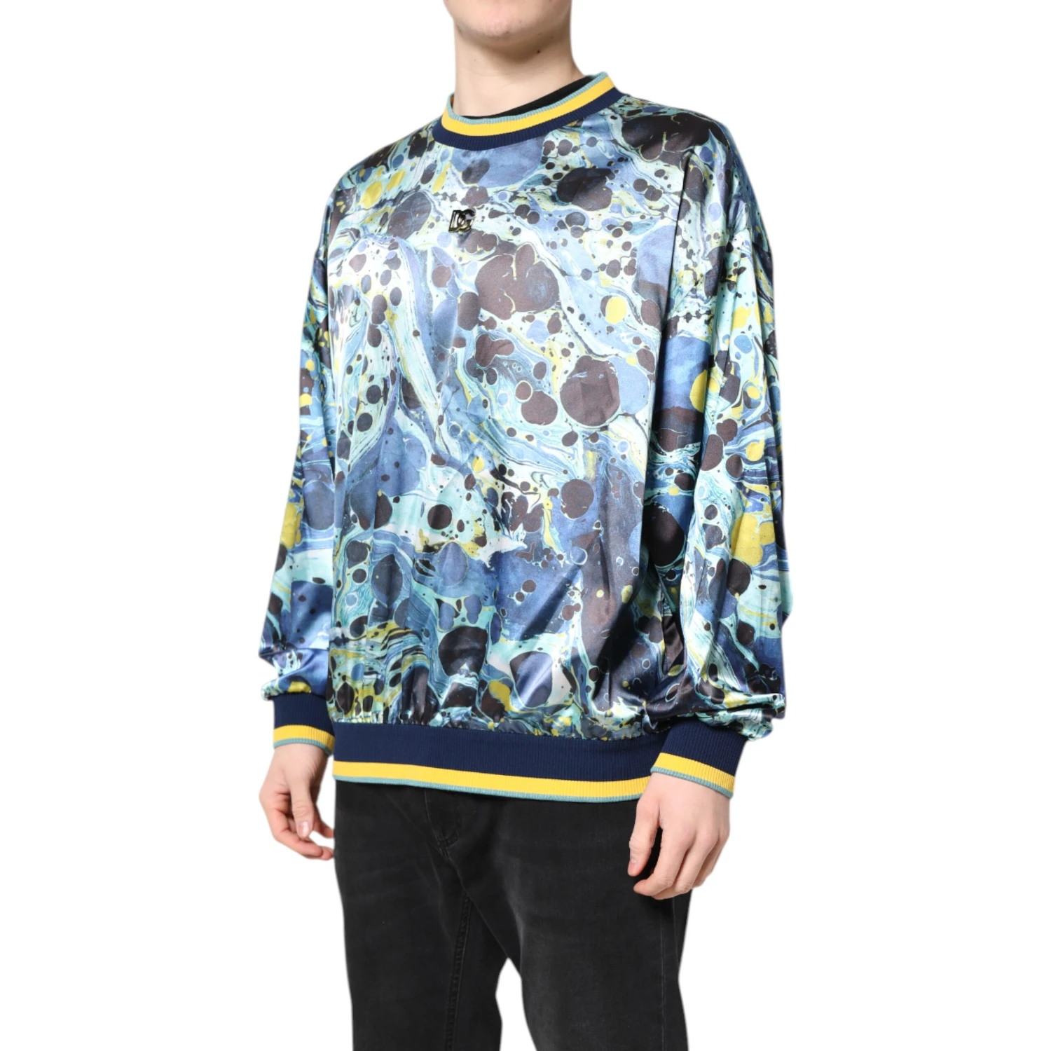 Multicolor Marble Print Men Pullover Sweater