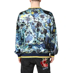 Multicolor Marble Print Men Pullover Sweater