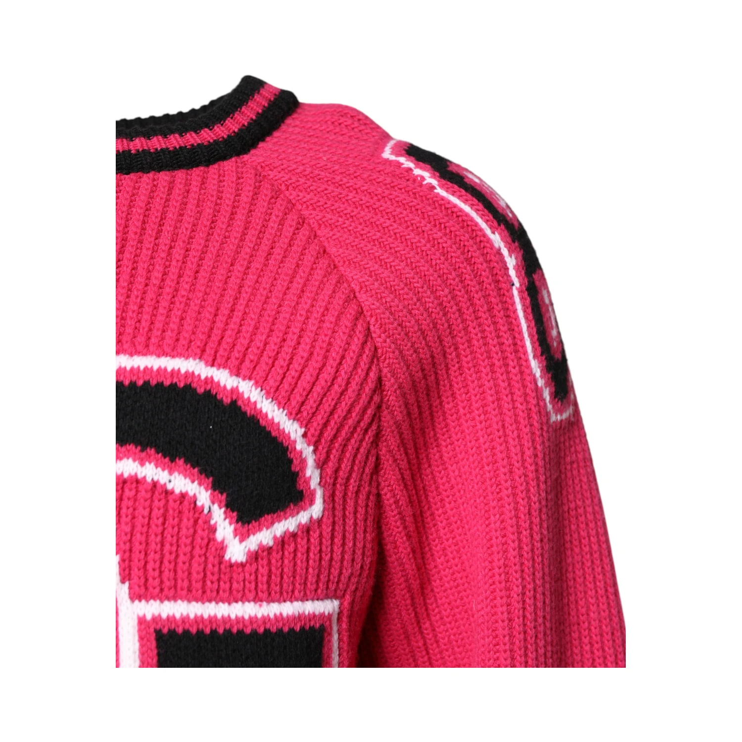 Pink Cotton Logo Print Knit Pullover Sweater