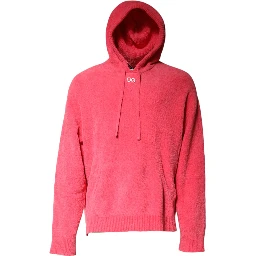Red Cotton Knit Hooded Men Pullover Sweater