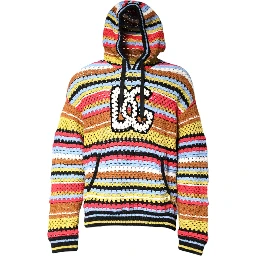 Multicolor Cotton Hooded Pullover Sweater