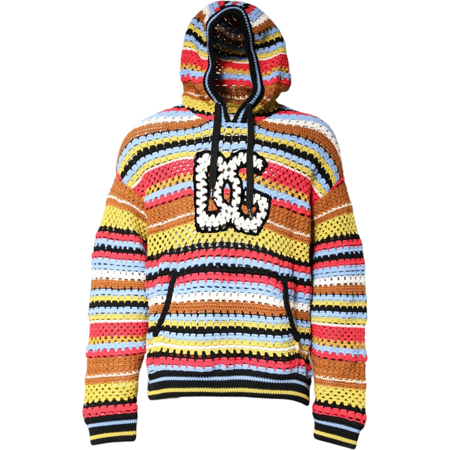 Multicolor Cotton Hooded Pullover Sweater