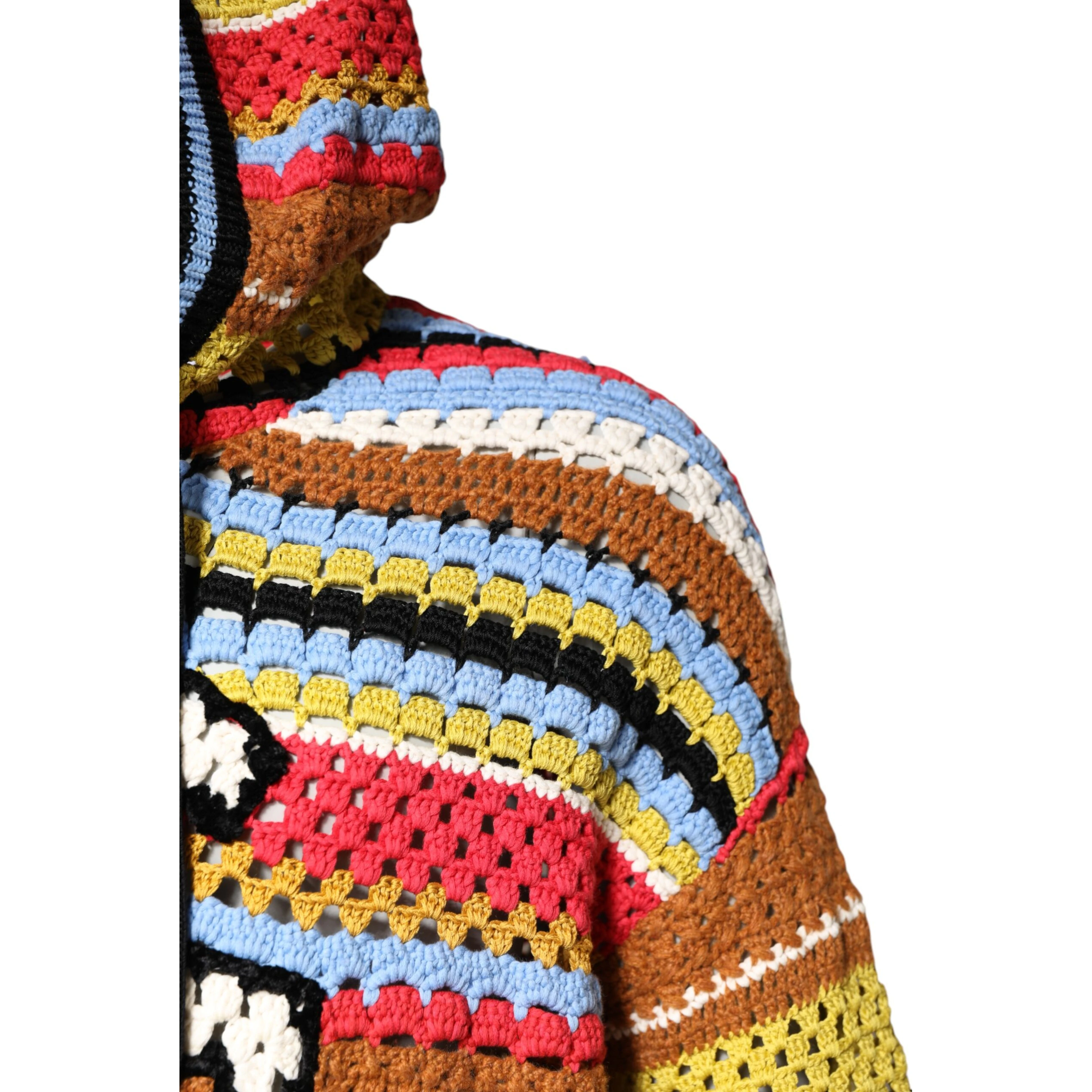 Multicolor Cotton Hooded Pullover Sweater