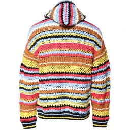 Multicolor Cotton Hooded Pullover Sweater